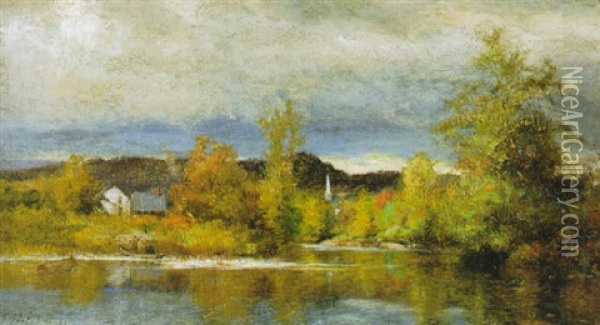 Autumn River Landscape Oil Painting - Frank C. Penfold