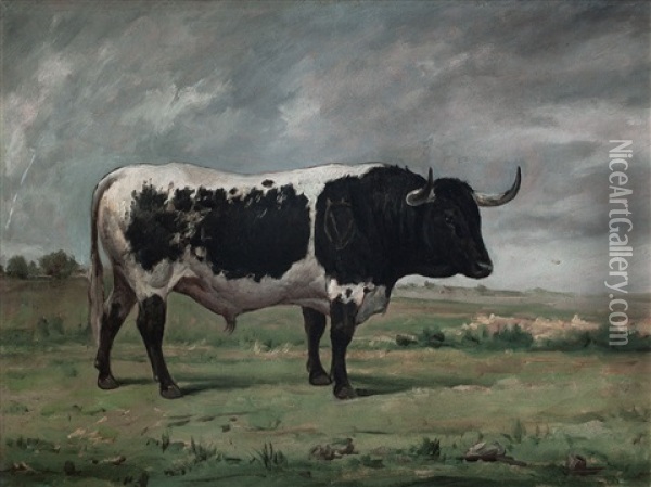 Toro Berrendo En Negro Botinero Oil Painting - Luis Julia Y Carrere