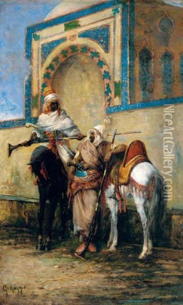 Arab Horsemen Oil Painting - Giuseppe Raggio