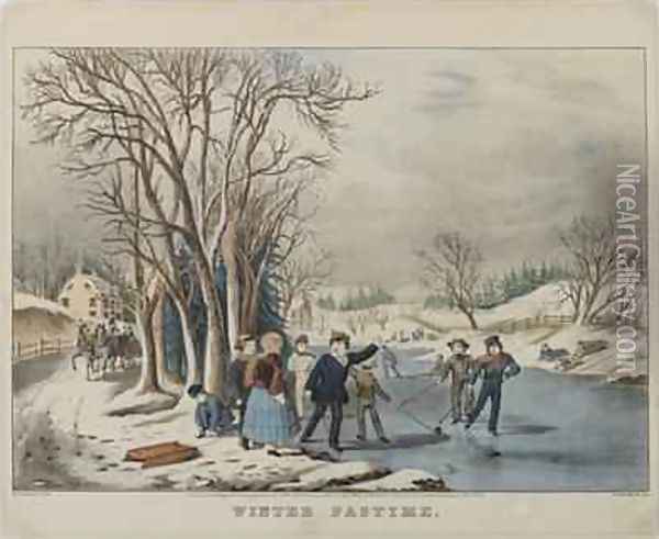 Winter Pastime, engraved by Nathanial Currier 1813-88, 1855 Oil Painting - Frances Flora Bond (Fanny) Palmer