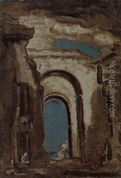 Ruined Archway With Figures Oil Painting - James Ferrier Pryde