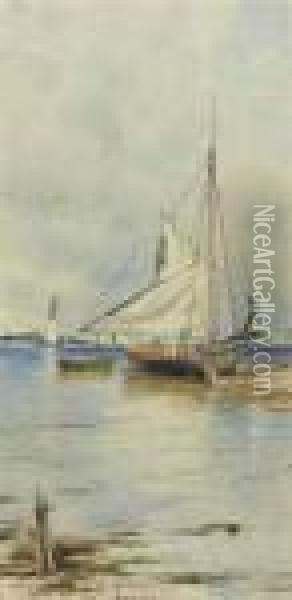 A Gaff-rigged Sloop Oil Painting - Alfred Thompson Bricher