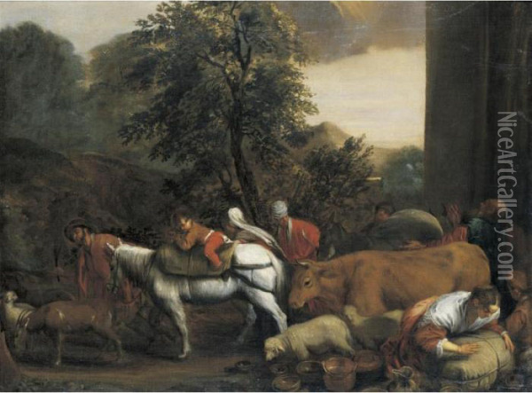 Jacob's Journey To Canaan Oil Painting - Jacopo Bassano (Jacopo da Ponte)