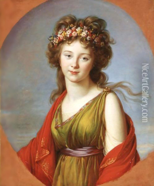 Portrait Of Countess Kagenek (1779-1842), As Flora Oil Painting - Elisabeth Vigee-Lebrun