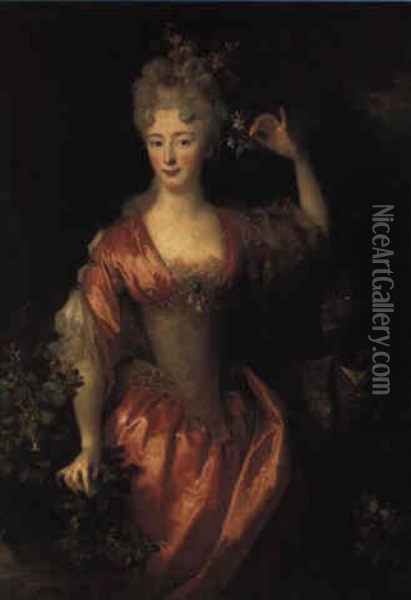 Portrait Of Marie-marguerite-elizabeth D'alegre, Countess De Ruppelmonde Oil Painting - Nicolas de Largilliere