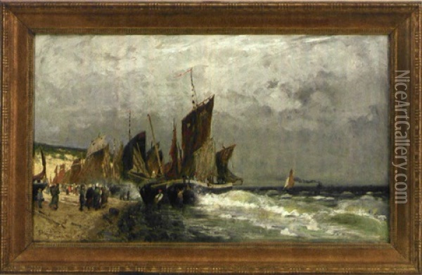 Hemvandande Fiskeflotta Oil Painting - Carl Skanberg