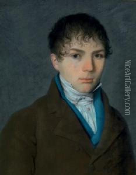 Portrait D'un Jeune Homme En Buste Oil Painting - Pierre Petitot