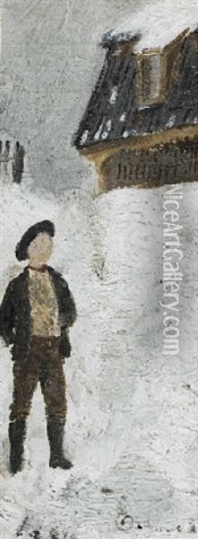 Gutt I Snolandskap (boy In A Snowy Landscape) Oil Painting - Edvard Munch