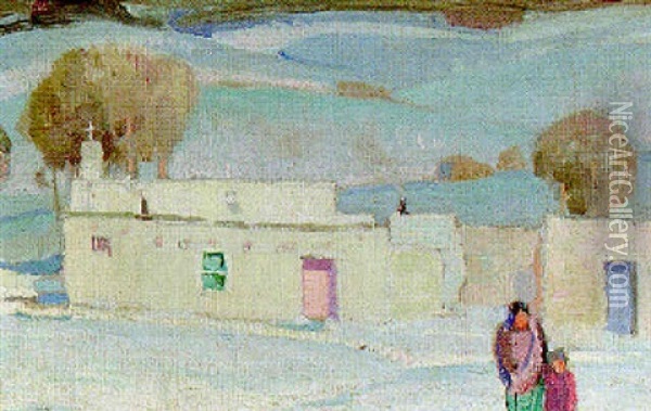 Winter Morning After The Storm, Taos Oil Painting - William Herbert Dunton
