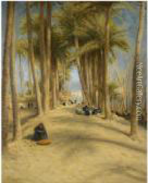 Resting In The Shade Of The Palms Oil Painting - Joseph Farquharson