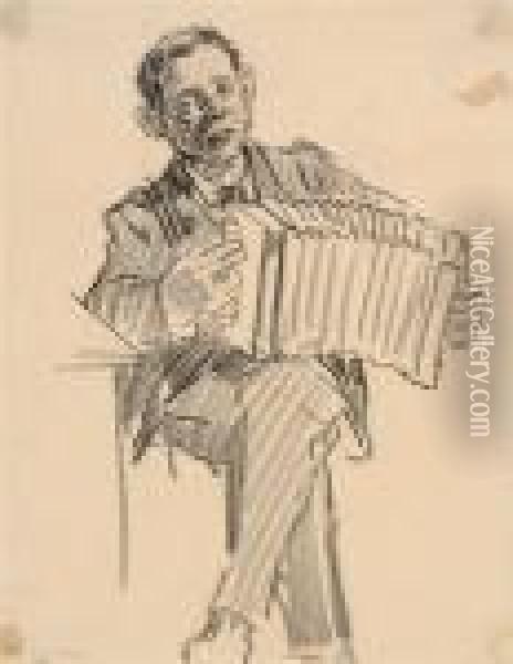 Accordion Player Oil Painting - Leo Gestel