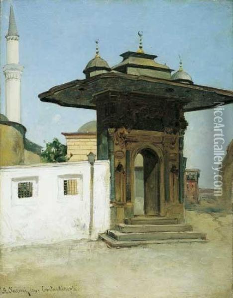 ?porta Secondaria Di Santa Sofia? 1868 Oil Painting - Alberto Pasini