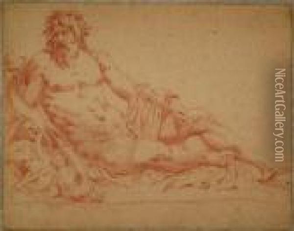 Allegory Ofa Male Godness Resting Oil Painting - Charles Lebrun
