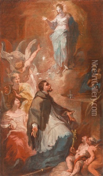 Maria Erscheint Dem Hl. Johannes Von Nepomuk (sternenspende) Oil Painting - Franz Joseph Spiegler