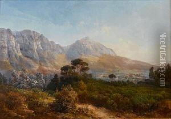 Table Mountain From Newlands Oil Painting - Jan Ernst Abraham Volschenk