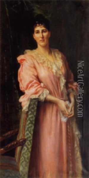 Portrat Einer Stehenden Dame Oil Painting - Frederic Dufaux