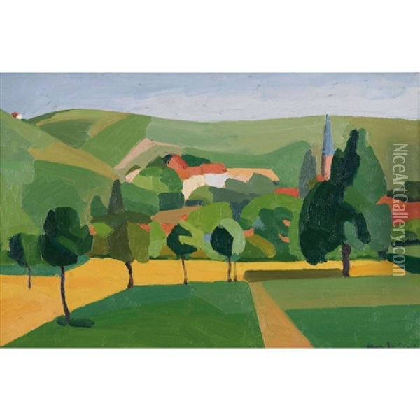 Vue De Ribeauville En Alsace Oil Painting -  Marcel-Lenoir (Jules Oury)
