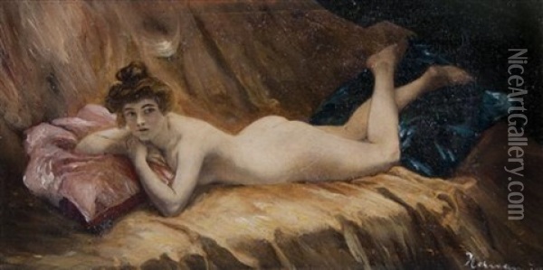 Reclining Nude Oil Painting - Daniel Hernandez Morillo