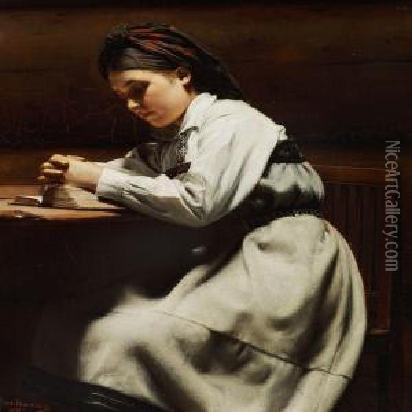 Young Girl Praying Oil Painting - Carl Frederik Sundt-Hansen