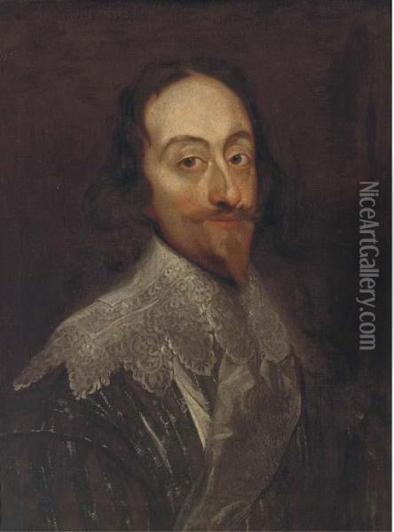 Portrait Of King Charles I, Quarter-length, In A Doublet And Lacecollar Oil Painting - Sir Anthony Van Dyck