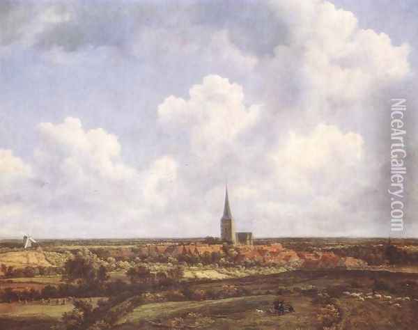 Landscape with Church and Village 1665-70 Oil Painting - Jacob Van Ruisdael