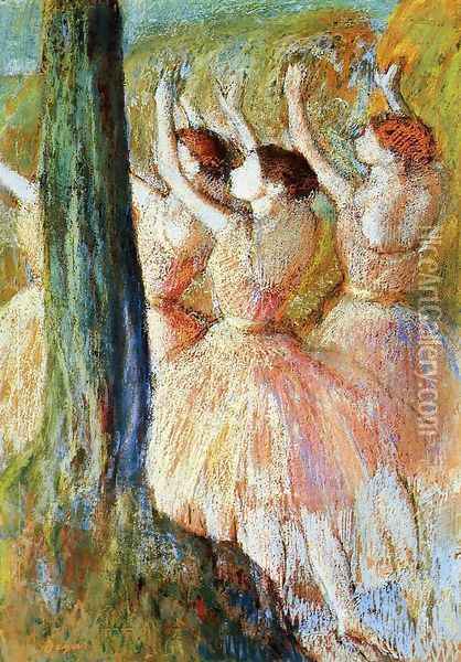 Pink Dancers Oil Painting - Edgar Degas