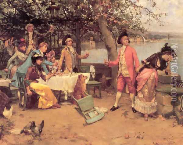 The Toast Oil Painting - Auguste Emile Pinchart