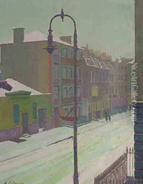 London Street in the Snow Oil Painting - Harold Gilman