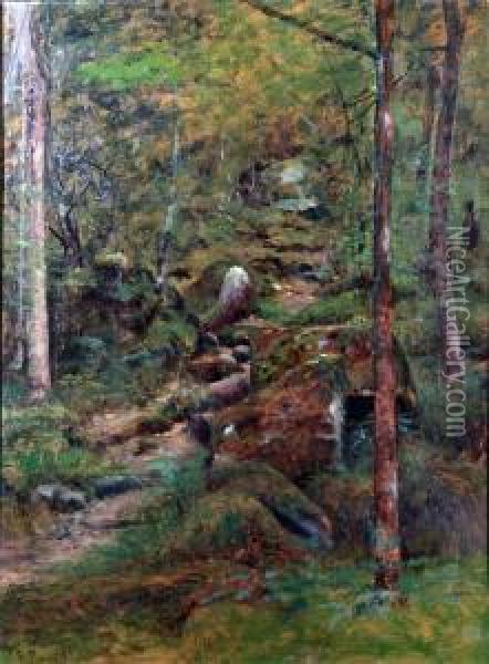 Skogsstig Oil Painting - Peter Edward Rudell