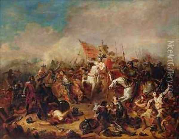 The Battle of Hastings in 1066 Oil Painting - Francois Hippolyte Debon