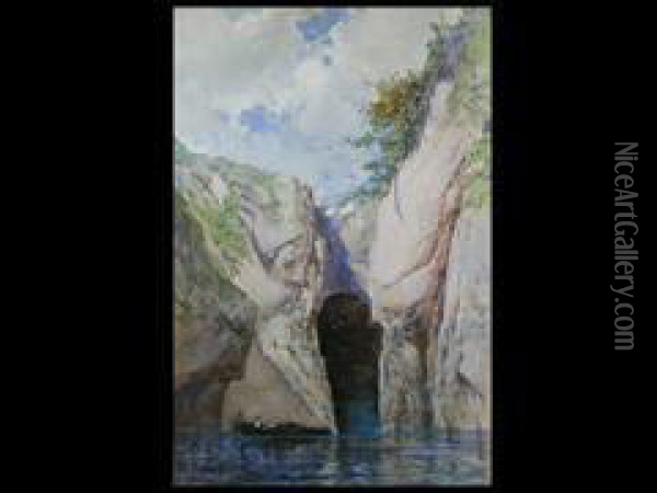 Vor Der Grotte Oil Painting - Baldomero Galofre Y Gimenez