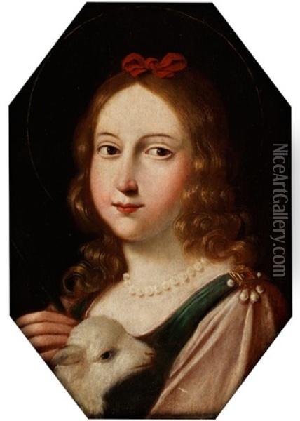 Die Heilige Agnes Oil Painting - Baccio (Bartolommeo) del Bianco