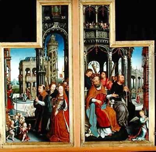 Polyptych of the Glorification of the Holy Trinity depicting apostles and martyrs Oil Painting - Jean Bellegambe the Elder