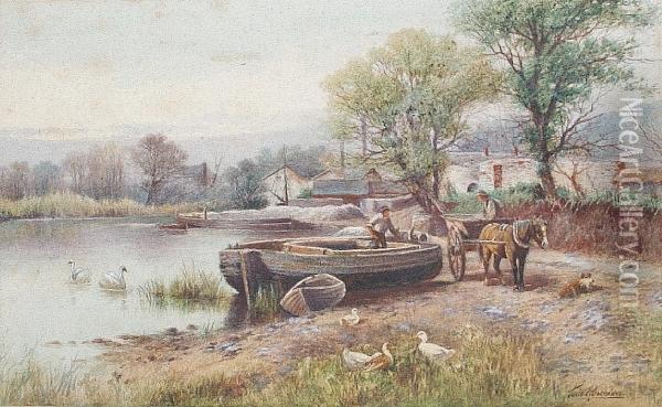 Unloading The Boat Oil Painting - Thomas, Tom Rowden