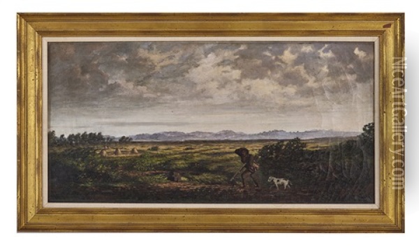 Landscape With A Hunter And His Dog Oil Painting - Joseph G. Beitl