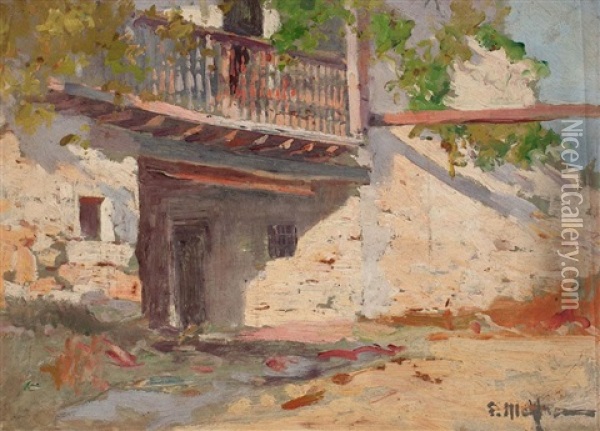 El Porche. Santillana Oil Painting - Eliseo Meifren y Roig