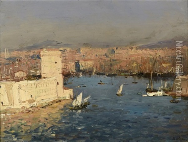 Entree Du Port De Marseille Oil Painting - Jean Baptiste Olive