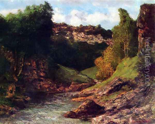 Rocky Landscape Oil Painting - Gustave Courbet