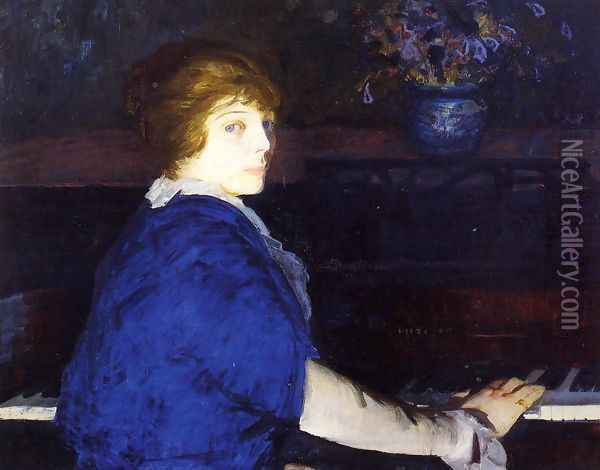 Emma At The Piano Oil Painting - George Wesley Bellows