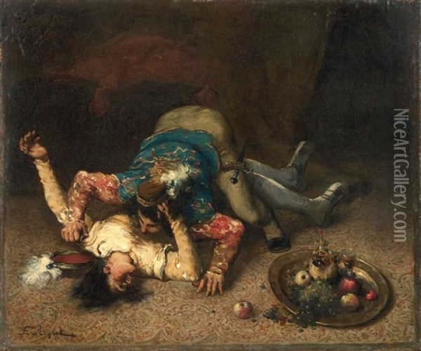 Rissa Tra Due Paggi (montecchi E Capuleti) Oil Painting - Ferdinand Victor Leon Roybet