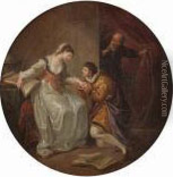 Eloise And Abelard Surprised By Fulbert Oil Painting - Angelica Kauffmann