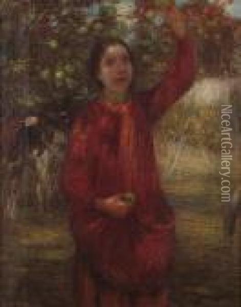 In The Orchard. Oil Painting - Edward William Stott