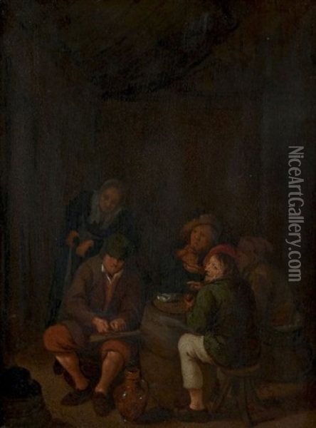 Fumeurs Dans Un Interieur Rustique Oil Painting - Jan Miense Molenaer