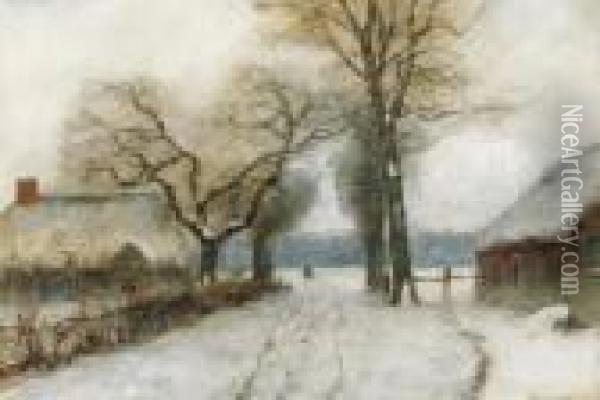 A Snow-covered Country Lane Oil Painting - Louis Apol