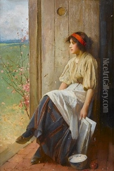 A Moment's Reflection Oil Painting - Carlton Alfred Smith