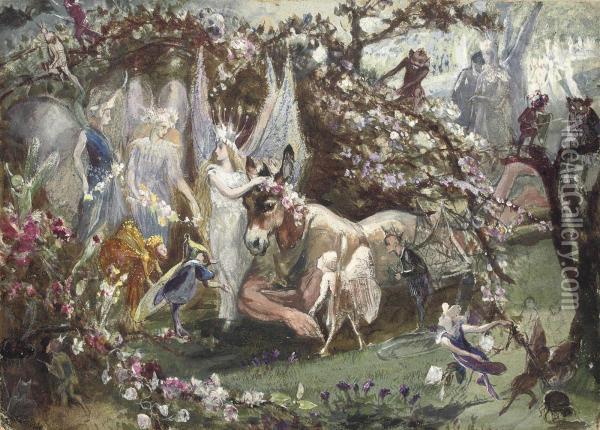Titania And Bottom From William Shakespeare's 'a Midsummer-night'sdream' Oil Painting - John Anster Fitzgerald