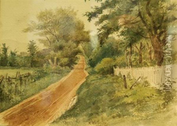 Old Country Road Oil Painting - Thomas Worthington Whittredge