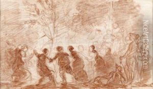 Danse Autour De L'arbre De La Liberte Oil Painting - Francois Valentin
