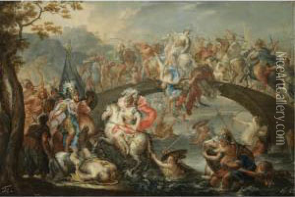 The Battle Of The Amazons Oil Painting - Johann Georg Platzer