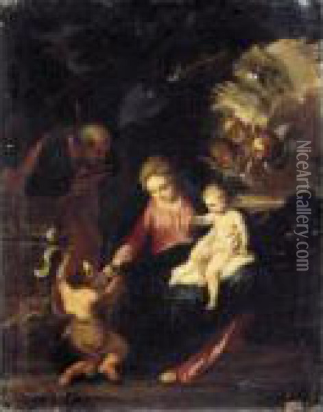 The Holy Family With Saint John The Baptist Oil Painting - Pier Francesco Mola